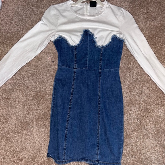 Womens Fitted long sleeve jean dress - Picture 1 of 2